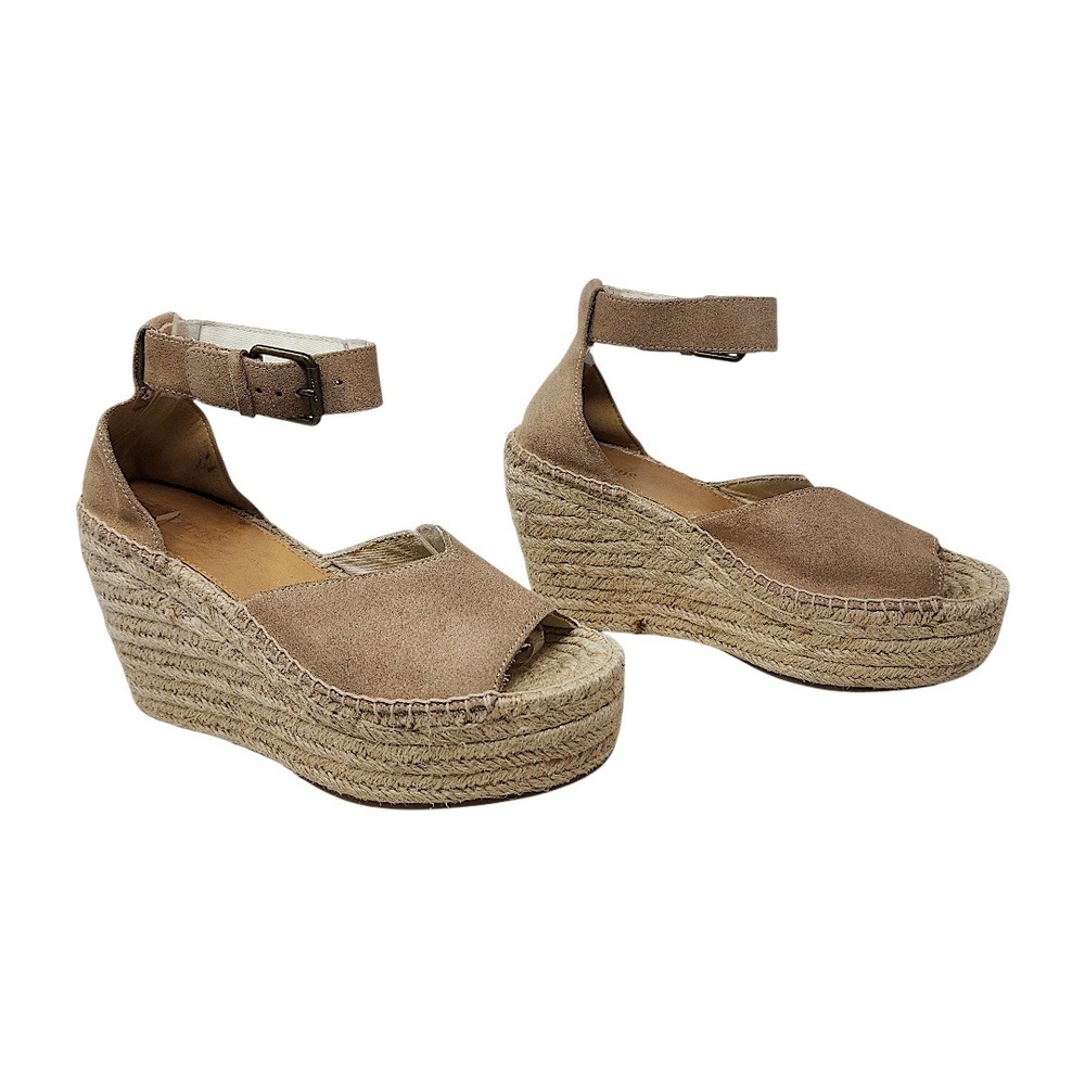 Soludos Espadrille Wedge Sandals 8 Positano Tan Suede Ankle Strap Platform Heels